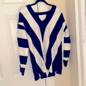 Blue and white striped sweater